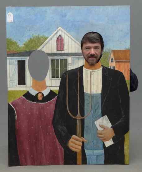 Appraisal: Wooden painted ''American Gothic'' photographers prop '' x ''