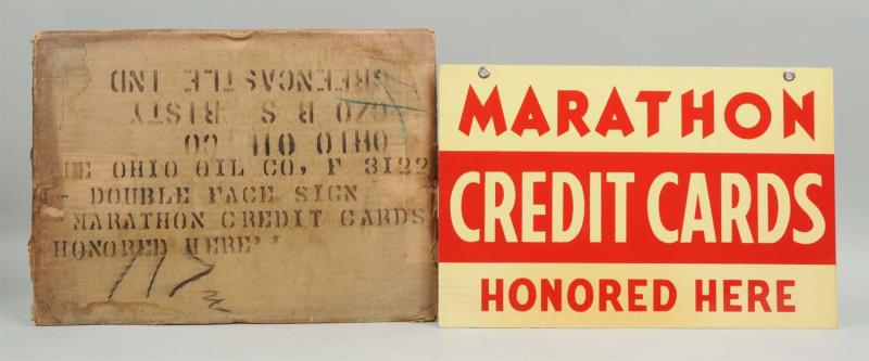 Appraisal: Marathon Credit Cards Advertising Sign In original box which is