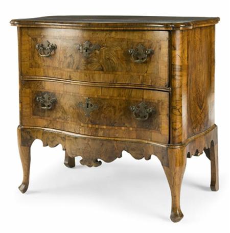 Appraisal: An th century Continental walnut and crossbanded chest of small