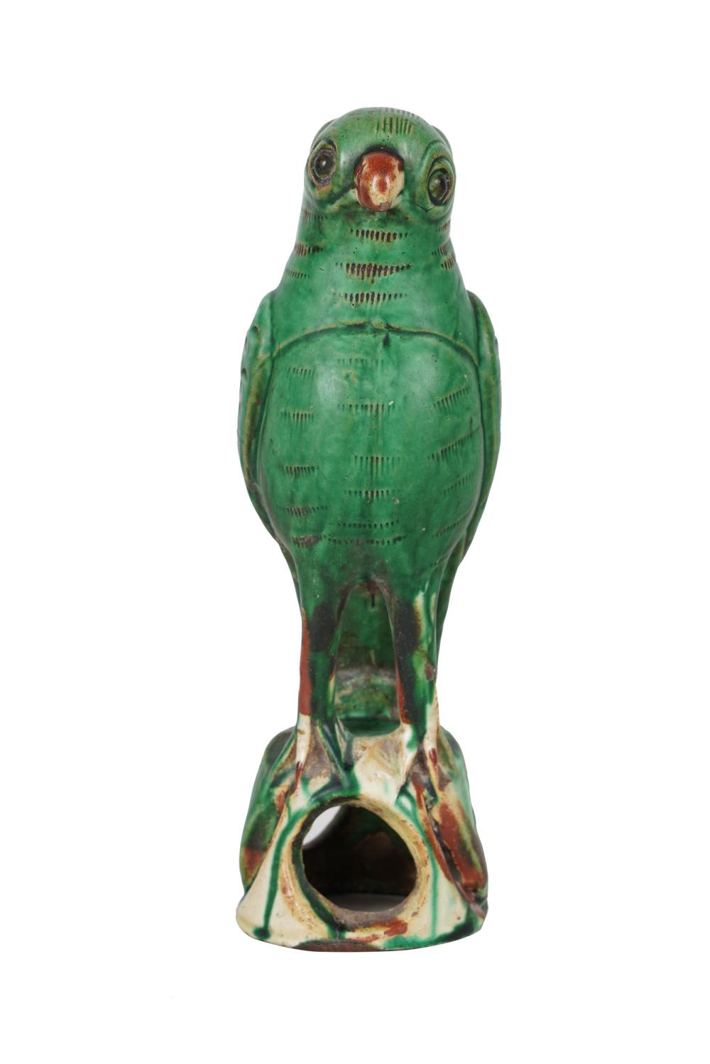 Appraisal: CHINESE SANCAI GLAZED CERAMIC PARROT inches high Condition