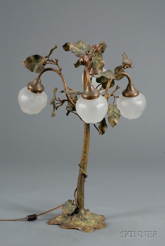 Appraisal: Art Nouveau Style Table Lamp Bronze and glass Probably Europe