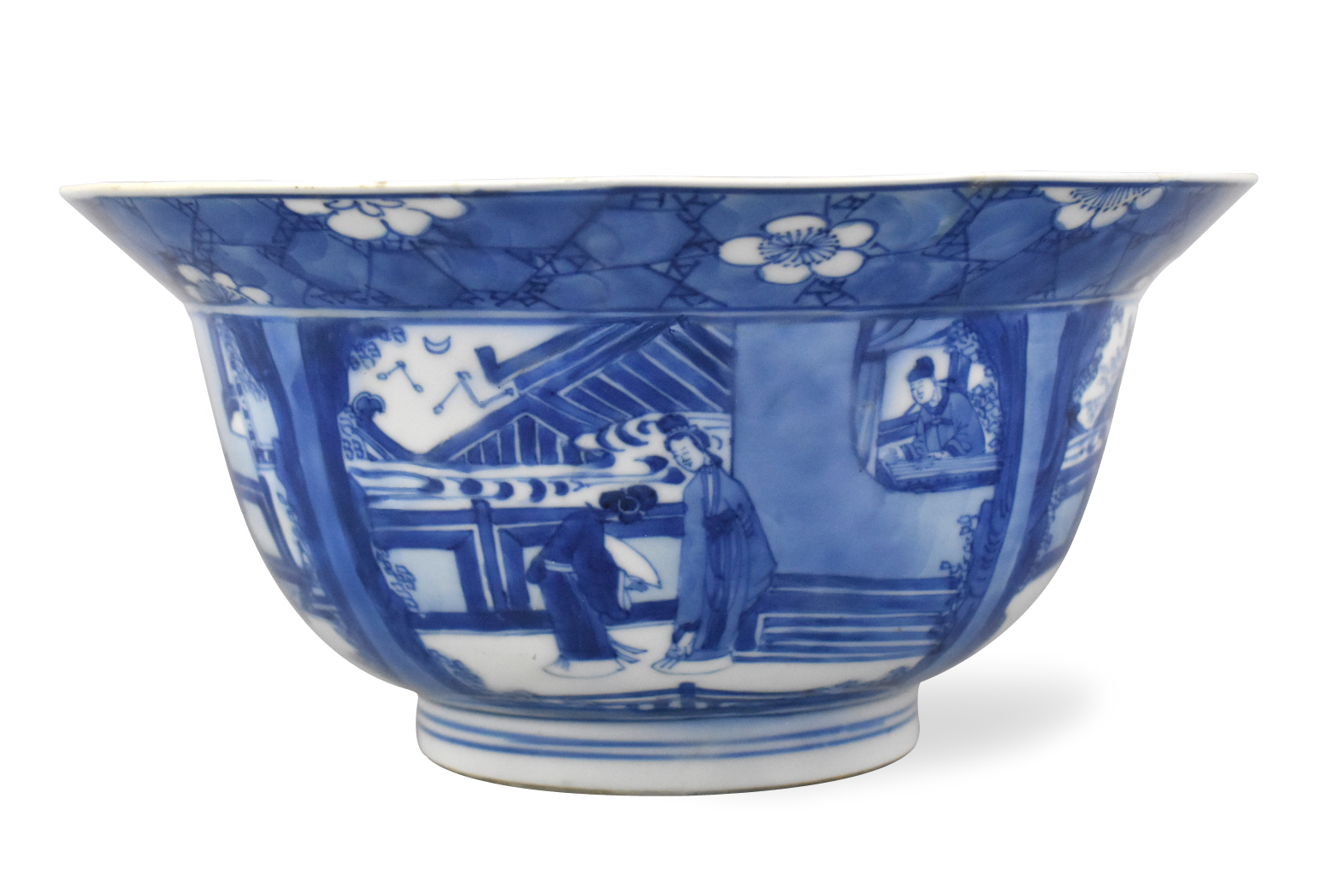 Appraisal: Chinese blue white bowl with figures dating from the Kangxi