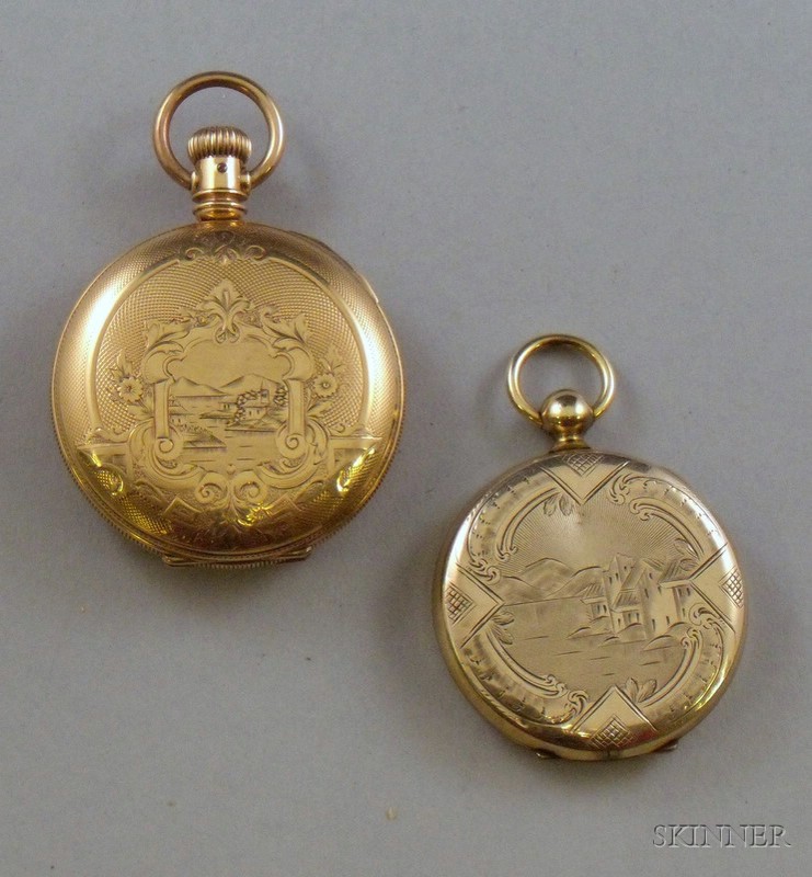 Appraisal: Illinois Gold-filled Hunter Case Savonnette Pocket Watch and a Gold-filled