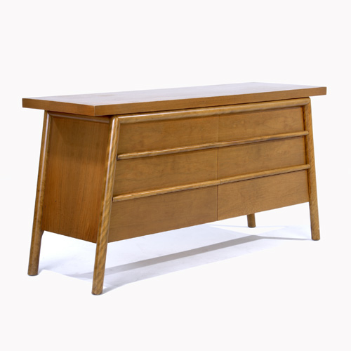 Appraisal: T H ROBSJOHN-GIBBINGS WIDDICOMB Six-drawer dresser with overhanging top Widdicomb