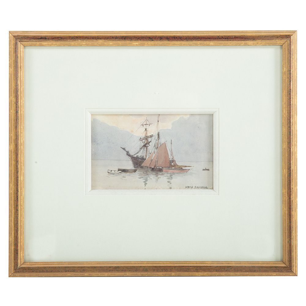 Appraisal: Nora Davidson Boats Near Dover British th century Watercolor on