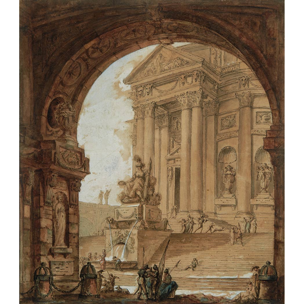 Appraisal: Etienne de Lavallee-Poussin French - Architectural Capriccio of a Monumental