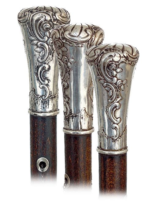 Appraisal: Early Silver Dress Cane -Ca -Silver knob fashioned in a