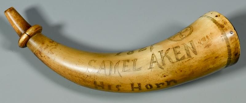 Appraisal: Signed Dated TN Powder Horn Signed and dated early th