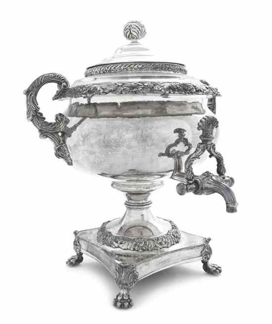 Appraisal: An English Silverplate Tea Urn late th early th century