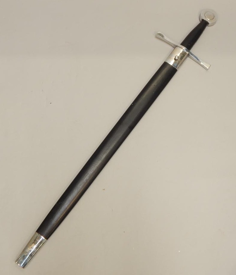 Appraisal: A large replica sword with chrome plated mounts and simulated