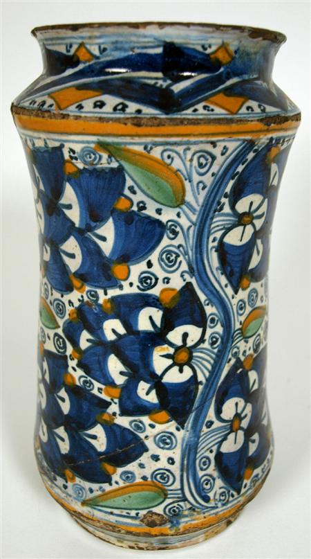 Appraisal: An early th century Montelupo maiolica albarello circa - of