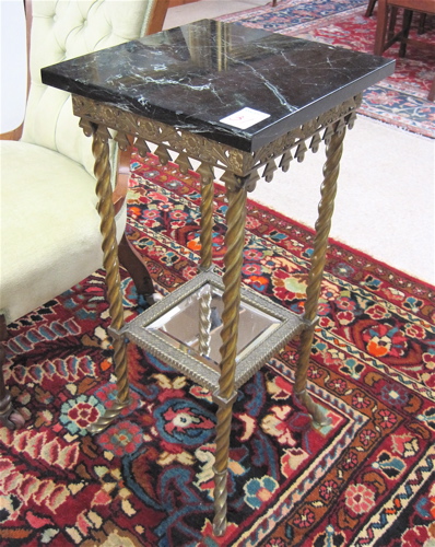 Appraisal: LATE VICTORIAN BRASS PLANTSTAND American c the four spiral-twist brass