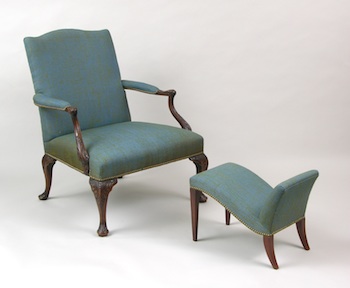 Appraisal: A Rorimer-Brooks Company Armchair with Footrest ca th Century Covered