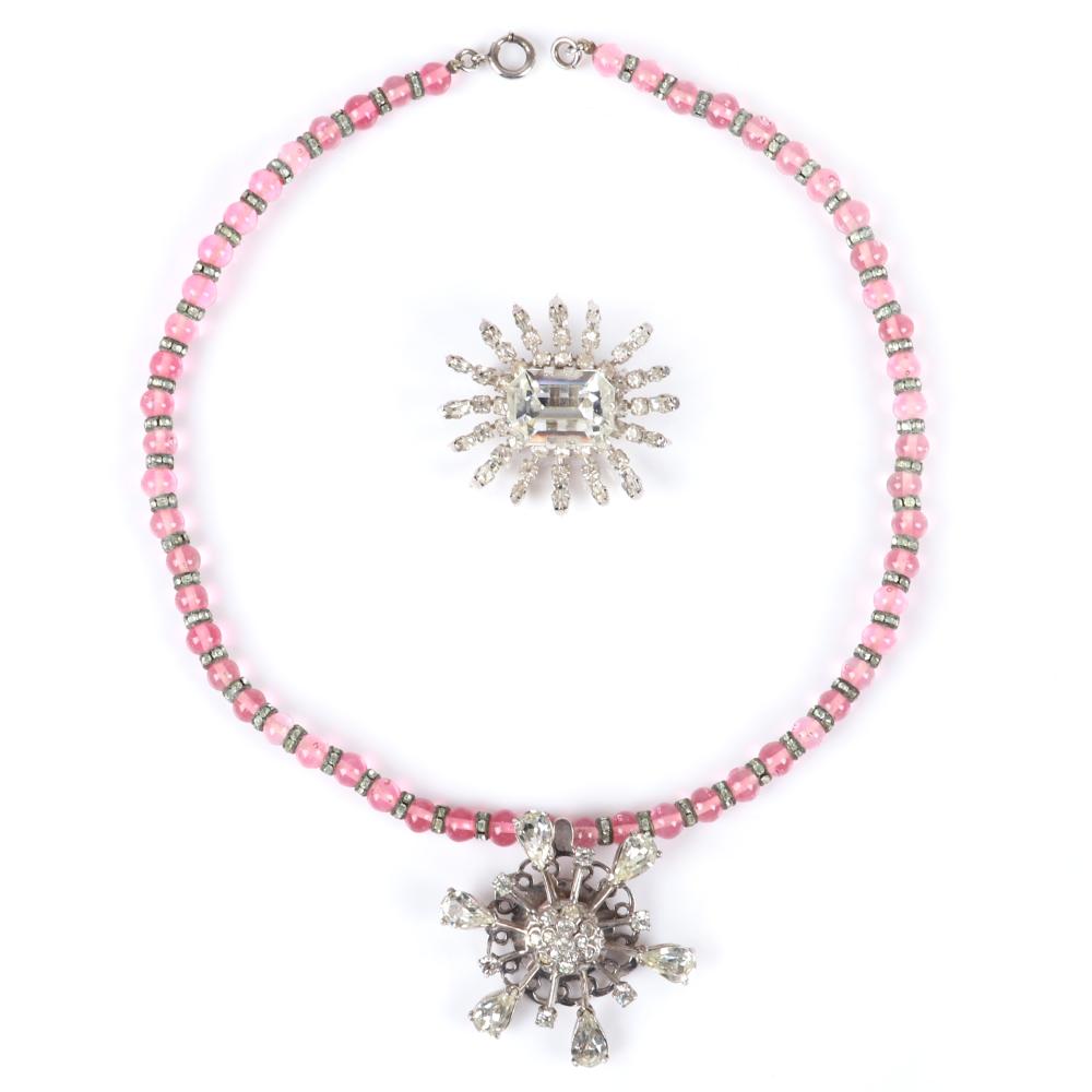 Appraisal: SPARKLE PC GROUP NETTIE ROSENSTEIN PINK GLASS BEAD RONDELLE NECKLACE