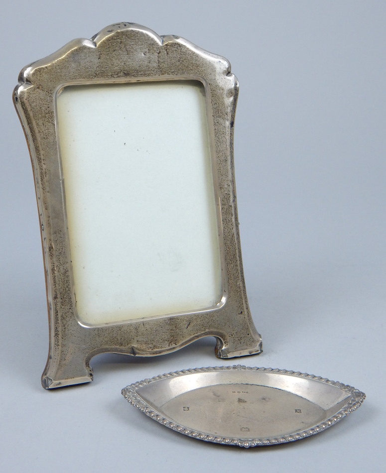 Appraisal: Two items of small silver Elizabeth II navette shaped silver