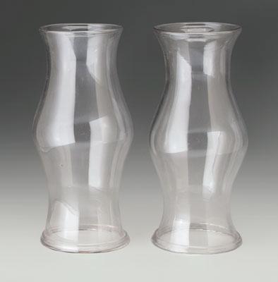 Appraisal: Pair hurricane shades baluster form clear glass heavy base rims