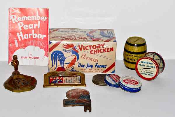 Appraisal: US WWII Homefront Items Lot of Eight Lot includes two