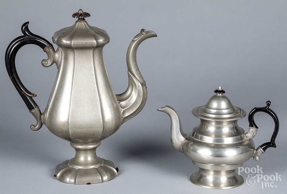 Appraisal: Pewter teapot and coffee pot Pewter teapot and coffee pot