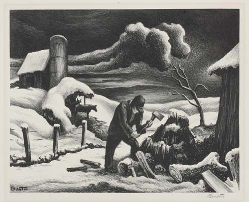 Appraisal: THOMAS HART BENTON The Woodpile Lithograph x mm x inches