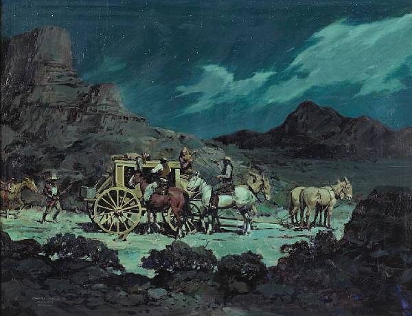 Appraisal: Charles LaSalle American - Moonlit Hold-up signed and inscribed 'Charles