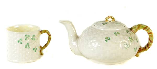 Appraisal: A group of Belleek table articles comprising a teapot six