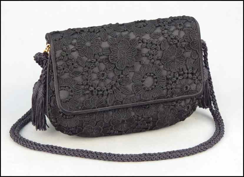 Appraisal: JUDITH LEIBER LACE EVENING BAG With coin purse mirror and