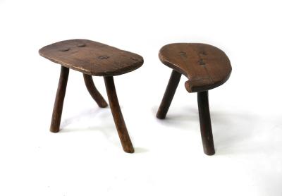 Appraisal: A small three-legged elm stool the oval top cm x