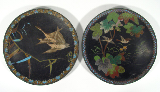 Appraisal: Two oriental enamelled cloisonne plates decorated with birds amongst branches