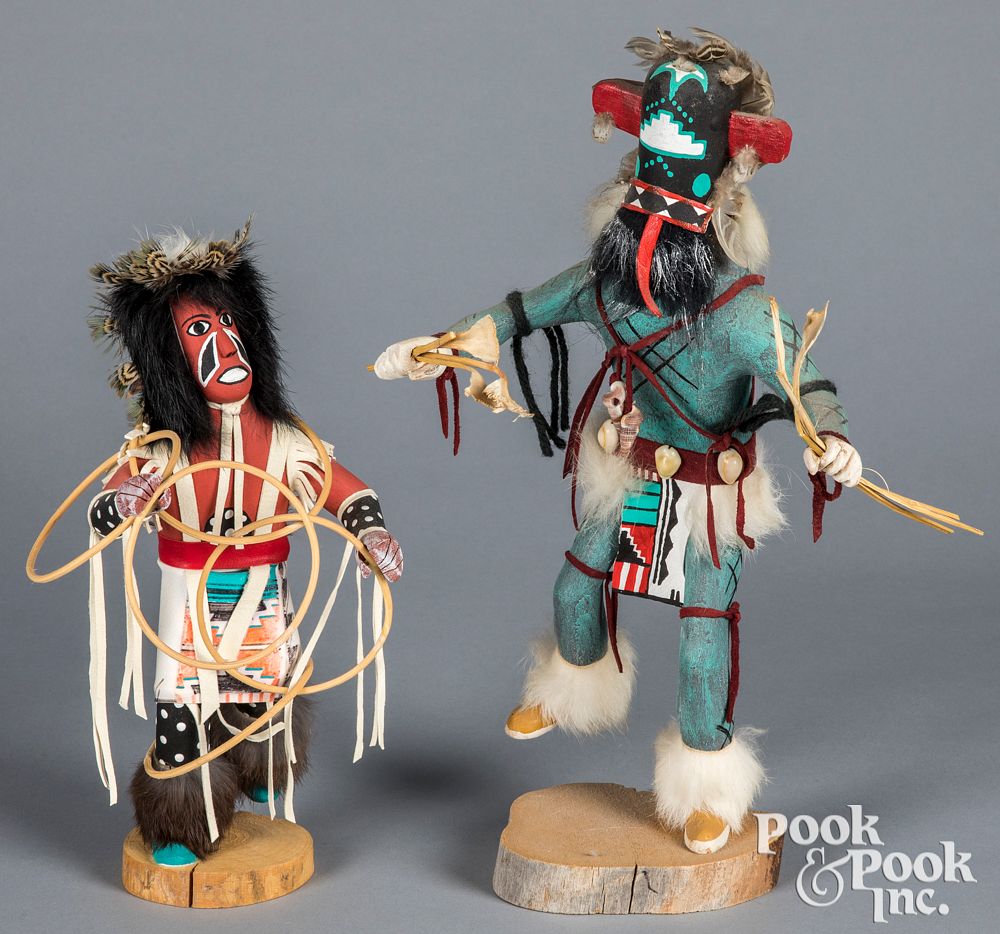 Appraisal: Hopi Indian kachina dancing figures Hopi Indian kachina dancer figures