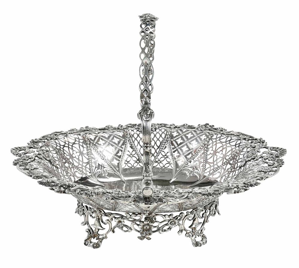 Appraisal: George III English Silver Basket London oval with pierced sides