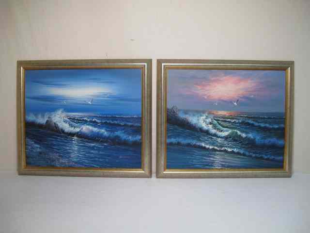 Appraisal: Lot of two framed and signed oil paintings Illegibly signed