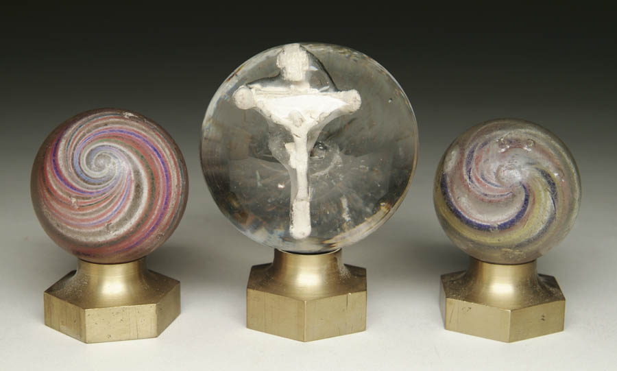 Appraisal: LOT OF LARGE SWIRLS AND SULPHIDE PAPERWEIGHT Includes two open