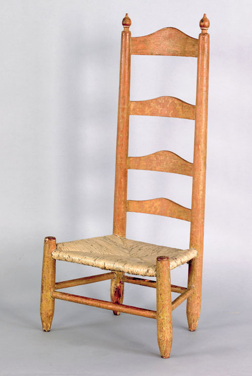 Appraisal: Delaware Valley child's four-slat ladderback side chair ca retaining an