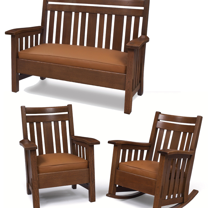 Appraisal: Harden parlor set heavy three piece set includes rocker armchair