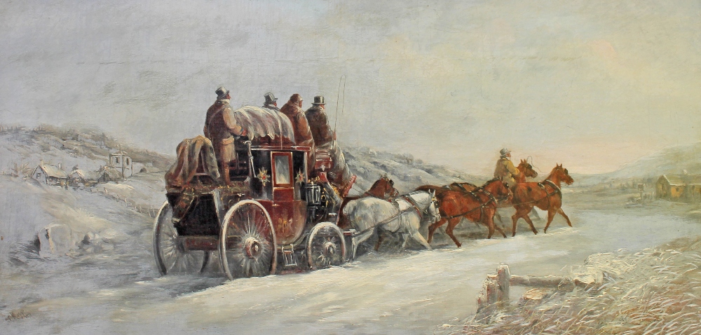 Appraisal: John Charles Maggs - Coaching scene in the snow oil