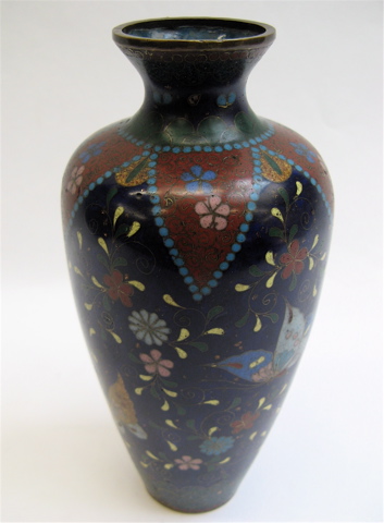 Appraisal: JAPANESE CLOISONNE VASE having colorful butterfly and floral decorations with