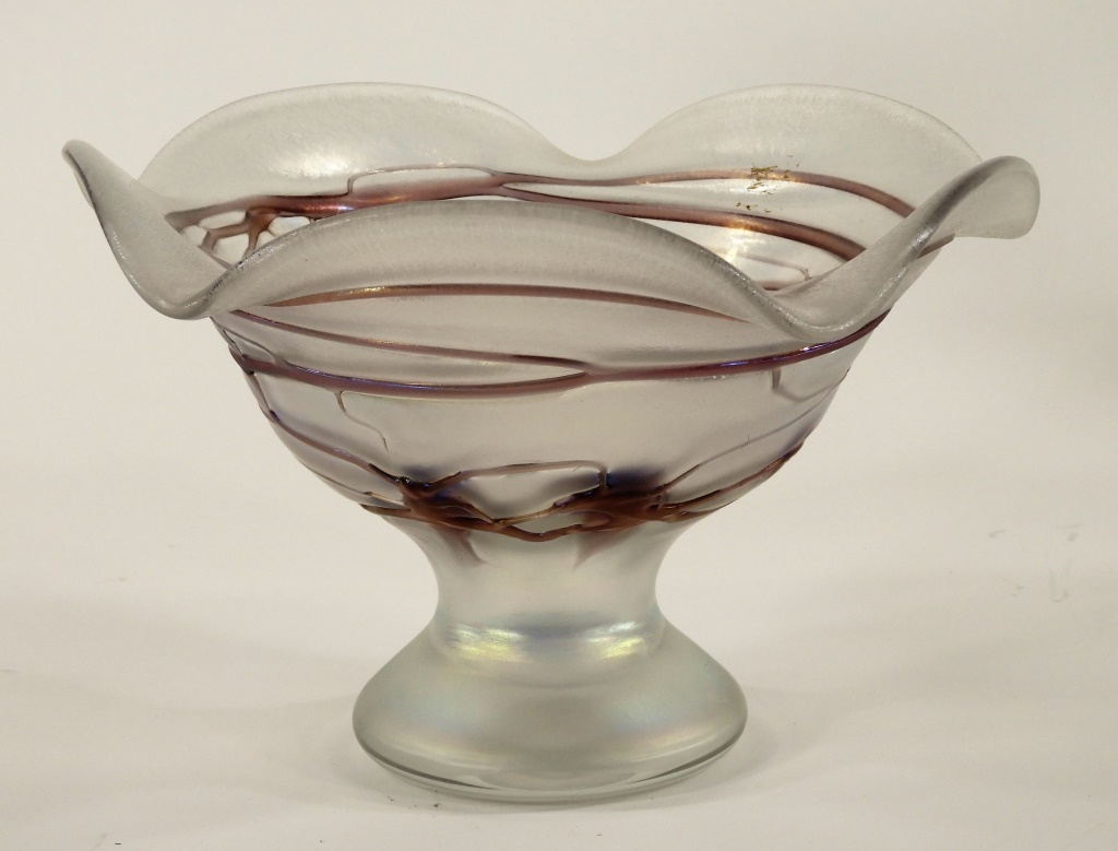 Appraisal: C CZECH POSCHINGER JUGENDSTIL ART GLASS BOWL Czechoslovakia Circa Iridescent