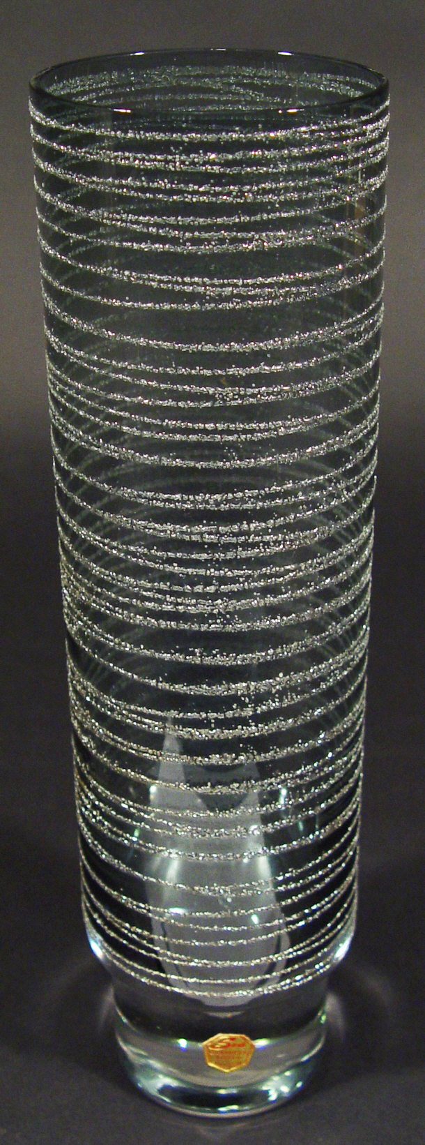 Appraisal: Kosta cylindrical amethyst glass vase with trailed decoration paper label