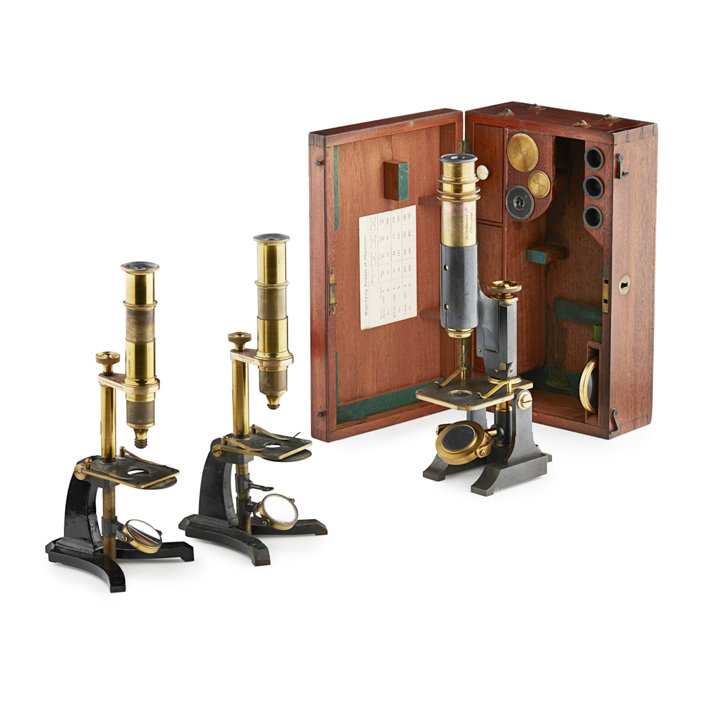 Appraisal: BRASS AND PATINATED MONOCULAR COMPOUND MICROSCOPE BY JAMES BROWN GLASGOW