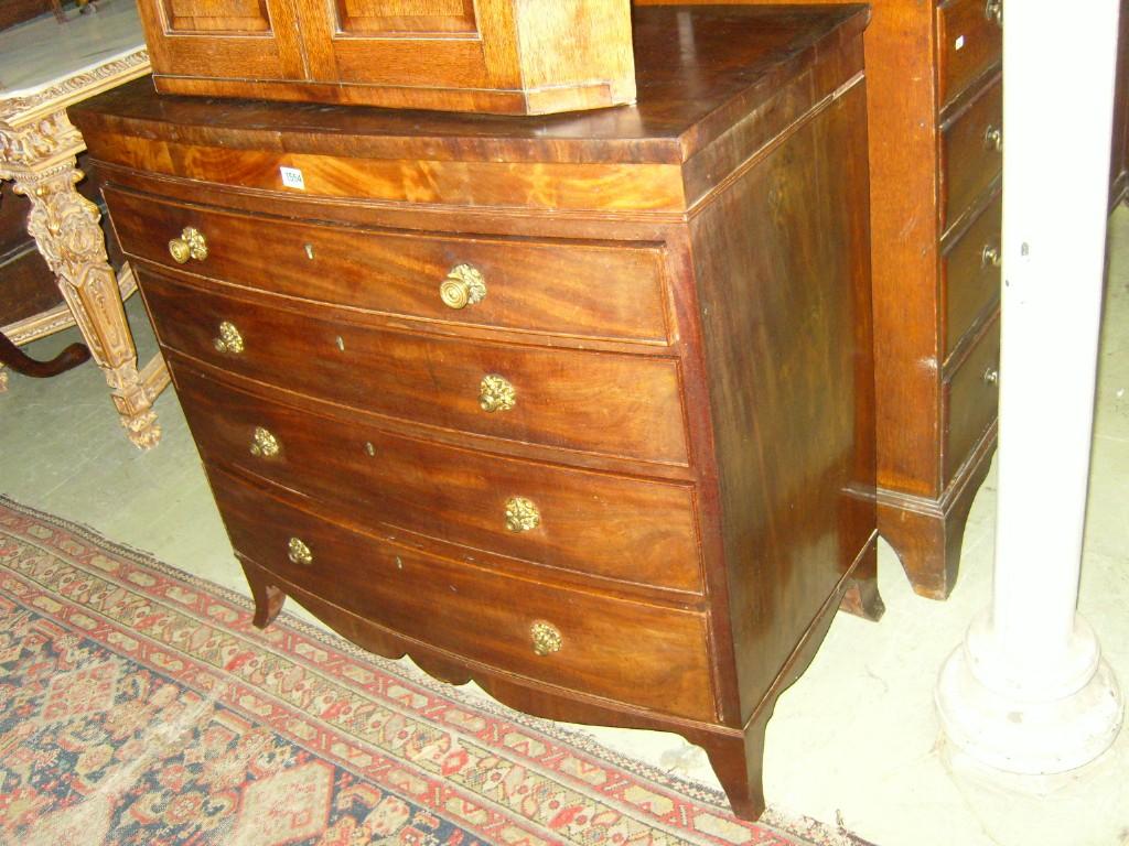 Appraisal: An early th century mahogany bow front chest of long