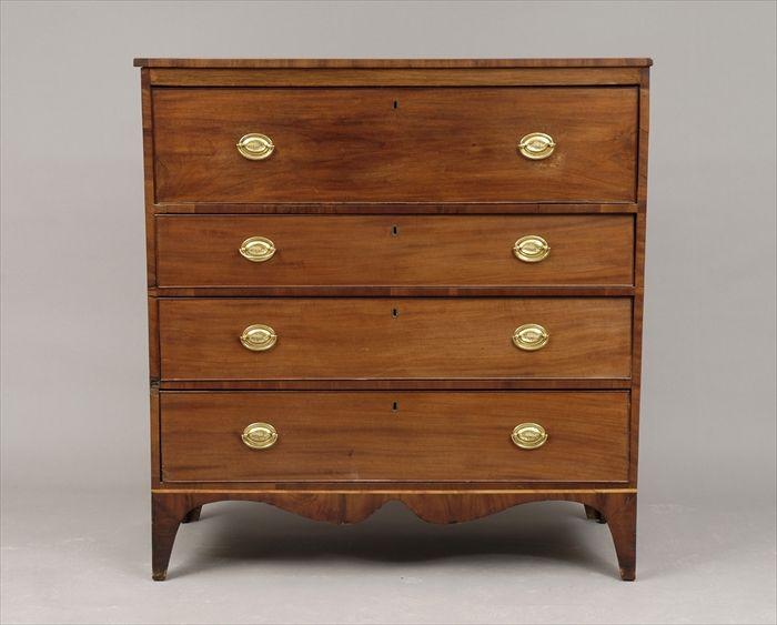 Appraisal: Federal Inlaid Mahogany and Cherry Chest of Drawers x x