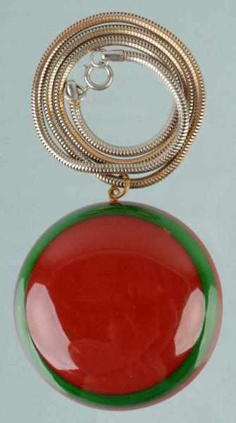 Appraisal: Bakelite Laminated Necklace on Metal Chain Condition Excellent Size -