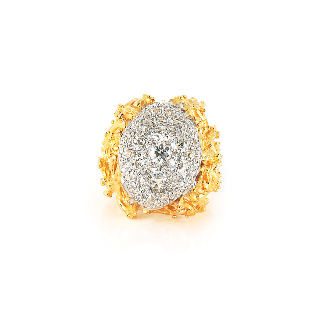 Appraisal: Gold and Diamond Dome Ring kt diamonds ap cts ap