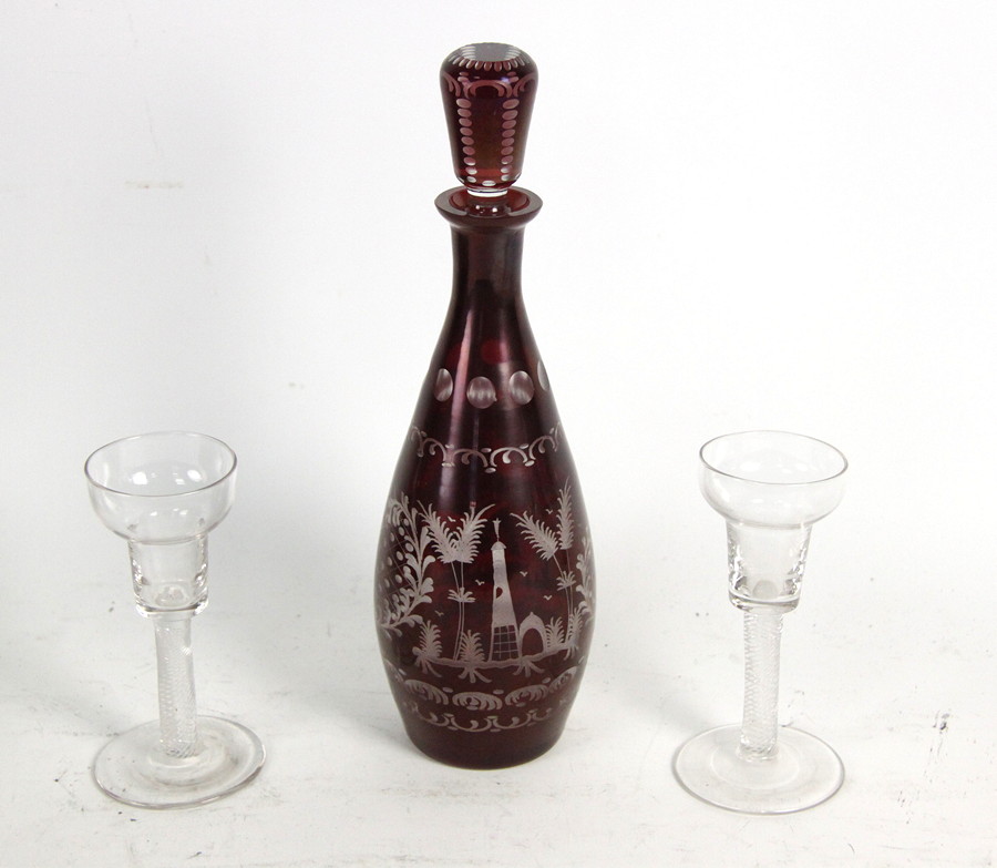 Appraisal: A pair of Georgian style wine glasses with twist stems