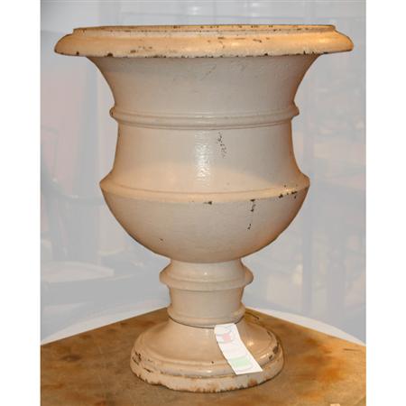 Appraisal: White Painted Iron Garden Urn Estimate -