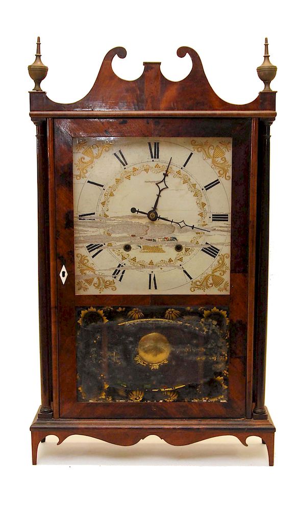 Appraisal: Eli Terry Pillar and Scroll Clock Eli Terry Pillar and