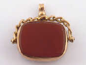 Appraisal: A carat gold swivel seal set with bloodstone and cornelian