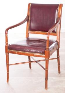 Appraisal: Cabot Wrenn Leather Armchair Cabot Wrenn burgundy leather armchair features