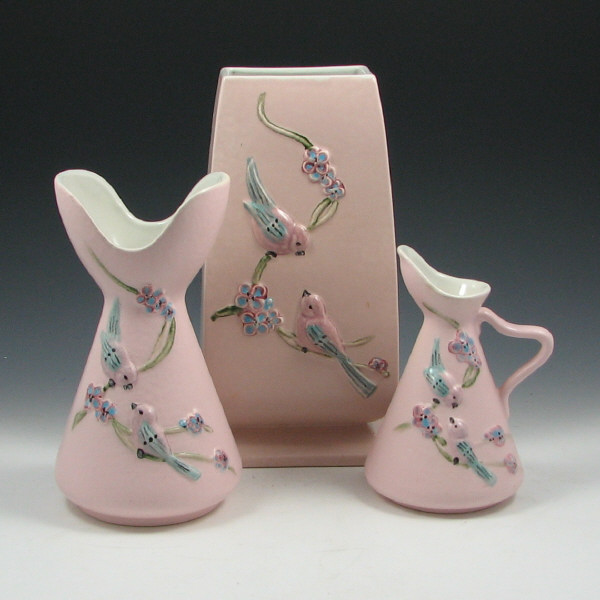 Appraisal: Hull Serenade - Vases Pitcher Three Hull Serenade pieces in