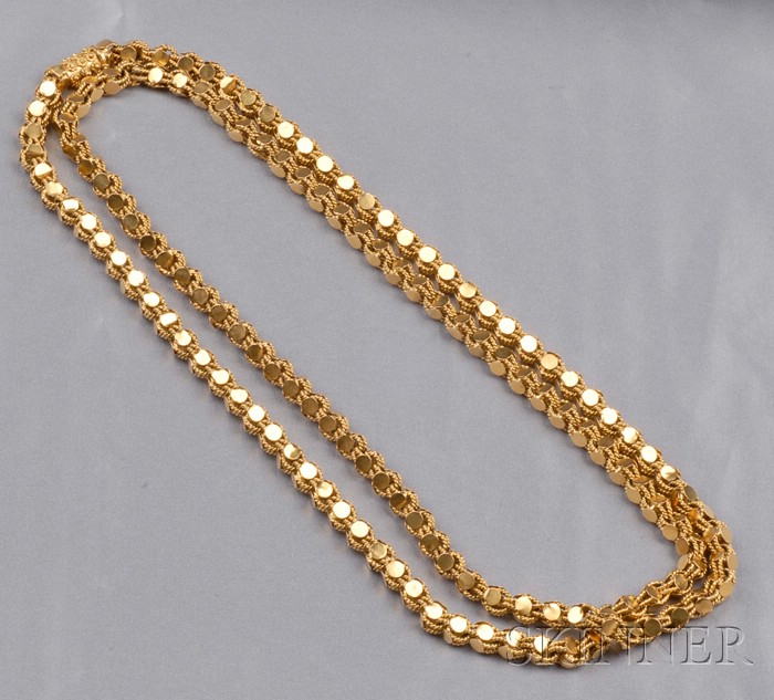 Appraisal: Gold Chain Portugal of ropetwist and polished disk-form links dwt